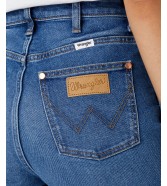 Jeansy Wrangler Mom Straight 112332329 W27MYLZ71 Smoke Sea