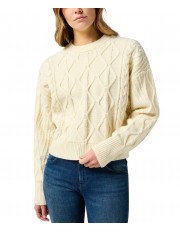 Sweter Wrangler CABLE KNIT SWEATER 112356472 Worn White