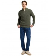 Sweter Lee CLEAN HALF ZIP KNIT 112370539 Olive Gray
