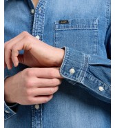 Koszula Lee LEESURE SHIRT 112370551 Mid Blue Denim