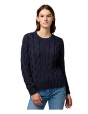 Sweter Wrangler CABLE KNIT CREW 112370798 Dark Navy
