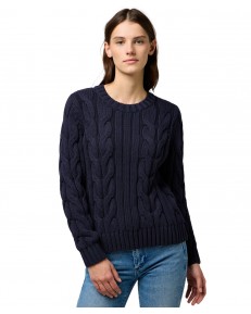 Sweter Wrangler CABLE KNIT CREW 112370798 Dark Navy