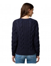 Sweter Wrangler CABLE KNIT CREW 112370798 Dark Navy