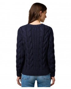 Sweter Wrangler CABLE KNIT CREW 112370798 Dark Navy
