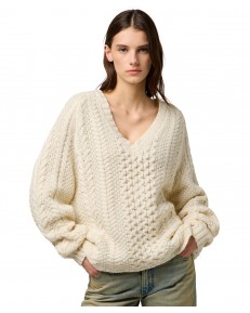 Sweter Wrangler V NECK CABLE KNIT 112370801 Ivory