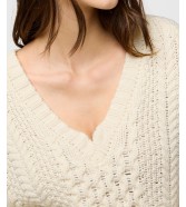 Sweter Wrangler V NECK CABLE KNIT 112370801 Ivory