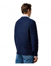 Sweter Wrangler CABLE KNIT SWEATER 112371654 Denim Heather