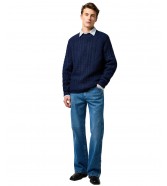 Sweter Wrangler CABLE KNIT SWEATER 112371654 Denim Heather