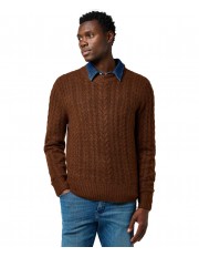 Sweter Wrangler CABLE KNIT SWEATER 112371665 Mahogany Heather