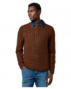Sweter Wrangler CABLE KNIT SWEATER 112371665 Mahogany Heather
