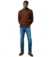 Sweter Wrangler CABLE KNIT SWEATER 112371665 Mahogany Heather