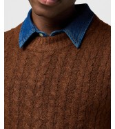 Sweter Wrangler CABLE KNIT SWEATER 112371665 Mahogany Heather