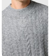 Sweter Wrangler CABLE KNIT SWEATER 112371666 Gray Heather