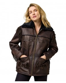 Kurtka Wrangler FRINGE WRANGE JACKET 112371696 Brown Leather