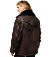 Kurtka Wrangler FRINGE WRANGE JACKET 112371696 Brown Leather