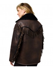 Kurtka Wrangler FRINGE WRANGE JACKET 112371696 Brown Leather