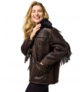 Kurtka Wrangler FRINGE WRANGE JACKET 112371696 Brown Leather