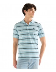 Koszulka Wrangler STRIPE POLO SHIRT 112378536 Forget Me Not