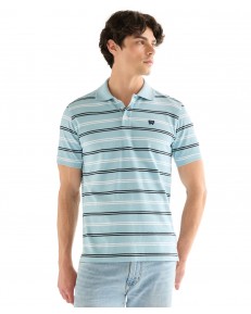 Koszulka Wrangler STRIPE POLO SHIRT 112378536 Forget Me Not