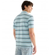 Koszulka Wrangler STRIPE POLO SHIRT 112378536 Forget Me Not