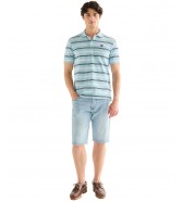 Koszulka Wrangler STRIPE POLO SHIRT 112378536 Forget Me Not