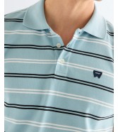 Koszulka Wrangler STRIPE POLO SHIRT 112378536 Forget Me Not
