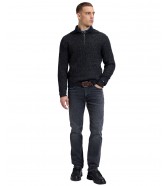 Sweter Lee MOCK NECK ZIP 112386618 Black Grey Heather