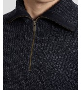 Sweter Lee MOCK NECK ZIP 112386618 Black Grey Heather