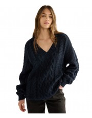 Sweter Wrangler V NECK CABLE KNIT 112386762 Dark Sapphire