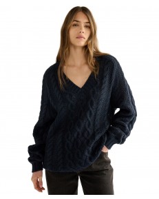 Sweter Wrangler V NECK CABLE KNIT 112386762 Dark Sapphire