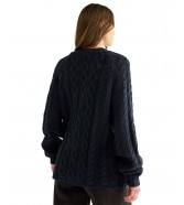 Sweter Wrangler V NECK CABLE KNIT 112386762 Dark Sapphire