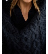 Sweter Wrangler V NECK CABLE KNIT 112386762 Dark Sapphire