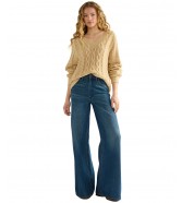 Sweter Wrangler V NECK CABLE KNIT 112386763 Oatmeal