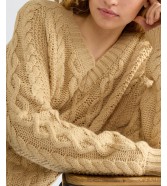 Sweter Wrangler V NECK CABLE KNIT 112386763 Oatmeal