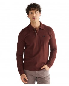 Koszulka Wrangler LS POLO SHIRT 112386984 Bitter Chocolate