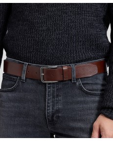 Pasek Lee EMBOSSED LOGO BELT 112387428 Dark Brown