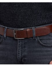Pasek Lee EMBOSSED LOGO BELT 112387428 Dark Brown
