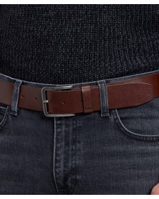 Pasek Lee EMBOSSED LOGO BELT 112387428 Dark Brown