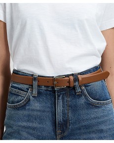Pasek Lee LEATHER BELT 112387550 Dark Brown
