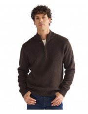 Sweter Wrangler QUARTER ZIP KNIT 112387647 Chocolate Torte
