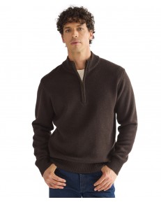 Sweter Wrangler QUARTER ZIP KNIT 112387647 Chocolate Torte