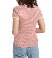 T-shirt Lee STRIPED RIBBED TEE L44S Aurora Red