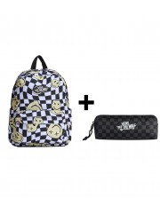 Zestaw Vans - Plecak dziecięcy OLD SKOOL GROM CHECK VN000H56YB2 Black/White + Piórnik OLD SKOOL PENCIL POUCH VN000H58BA5 Black/Charcoal