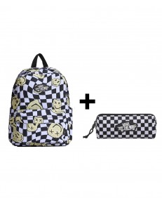Zestaw Vans - Plecak dziecięcy OLD SKOOL GROM CHECK VN000H56YB2 + Piórnik OLD SKOOL PENCIL POUCH VN000H58Y28 Black/White Checkboard