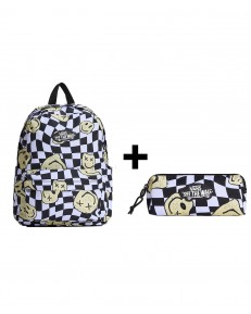 Zestaw Vans - Plecak dziecięcy OLD SKOOL GROM CHECK VN000H56YB2 + Piórnik OLD SKOOL PENCIL POUCH VN000H58YB2 Black/White Checkboard
