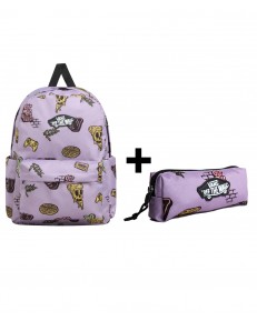 Zestaw Vans - Plecak dziecięcy OLD SKOOL GROM VN000H56D45 + Piórnik OLD SKOOL PENCIL POUCH VN000H58D45 Lavender Mist