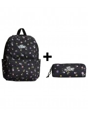 Zestaw Vans - Plecak dziecięcy OLD SKOOL GROM VN000H56HTL + Piórnik OLD SKOOL PENCIL POUCH VN000H58HTL Black/Matte Purple