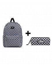 Zestaw Vans - Plecak dziecięcy OLD SKOOL GROM CHECK VN000J3KY28 + Piórnik OLD SKOOL PENCIL POUCH VN000H58Y28 Black/White Checkboard