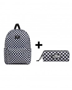 Zestaw Vans - Plecak dziecięcy OLD SKOOL GROM CHECK VN000J3KY28 + Piórnik OLD SKOOL PENCIL POUCH VN000H58Y28 Black/White Checkboard