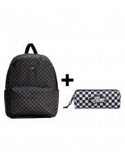 Zestaw Vans - Plecak OLD SKOOL CHECK VN000H4XBA5 Black/Charcoal + Piórnik OLD SKOOL PENCIL POUCH VN000H58Y28 Black/White